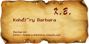 Koháry Barbara névjegykártya