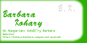 barbara kohary business card